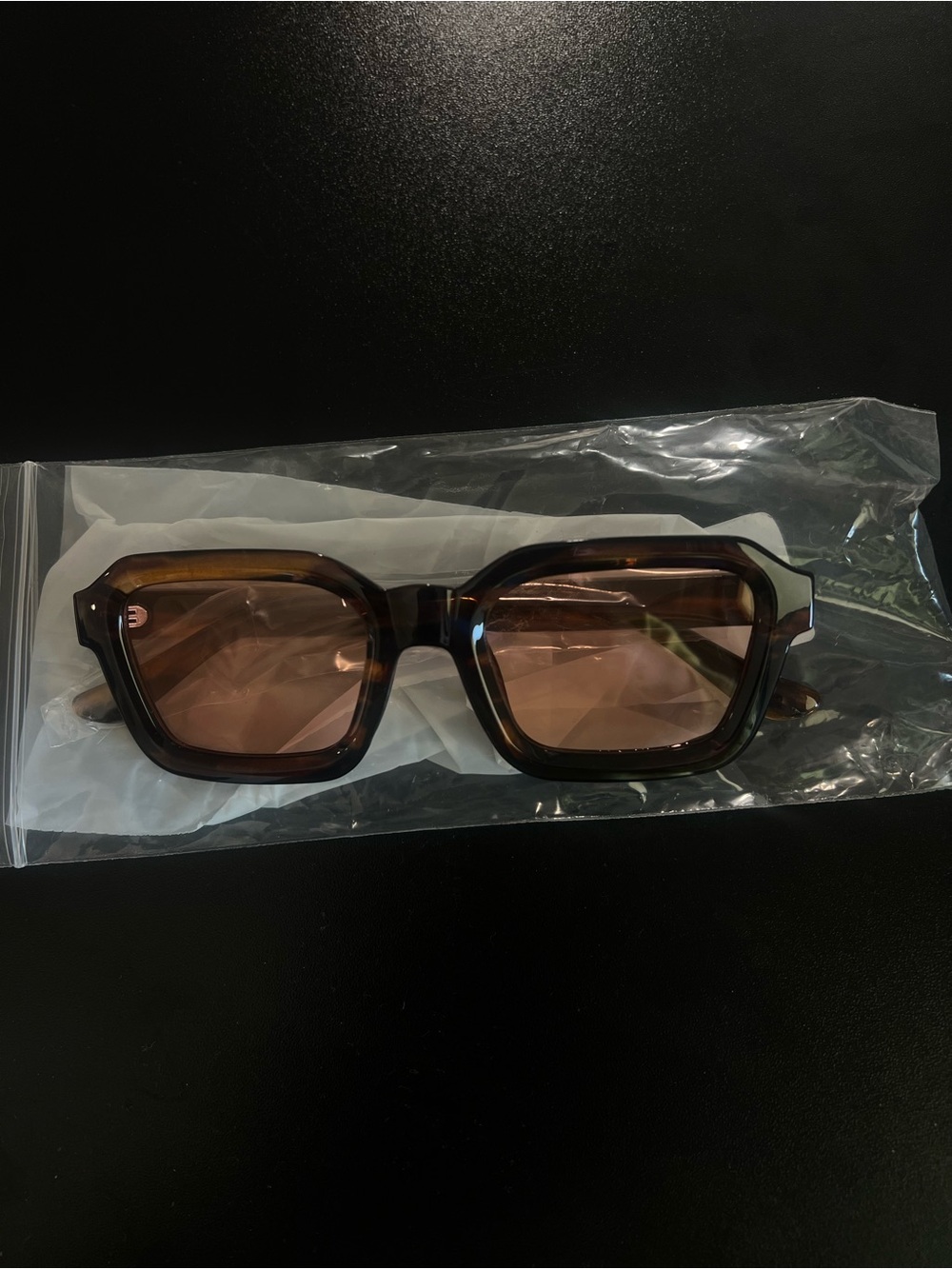 Geometric Square Tortoiseshell Sunglasses - Brown Lenses